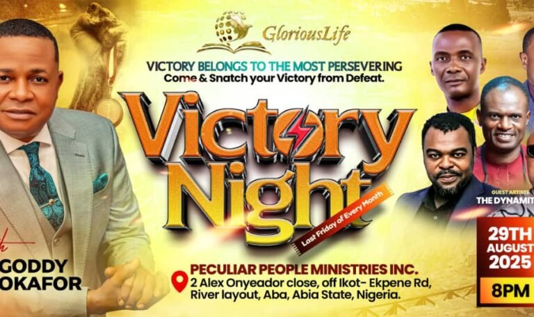 Glorious Life Gospel Center International August 2025 Victory Night Monthly Encounter With Archbishop Dr. Goddy Okafor
